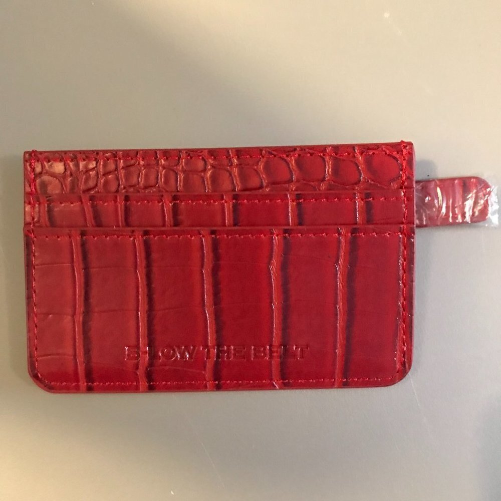 NEW B-Low faux leather crocodile look card wallet red with zipper pocket